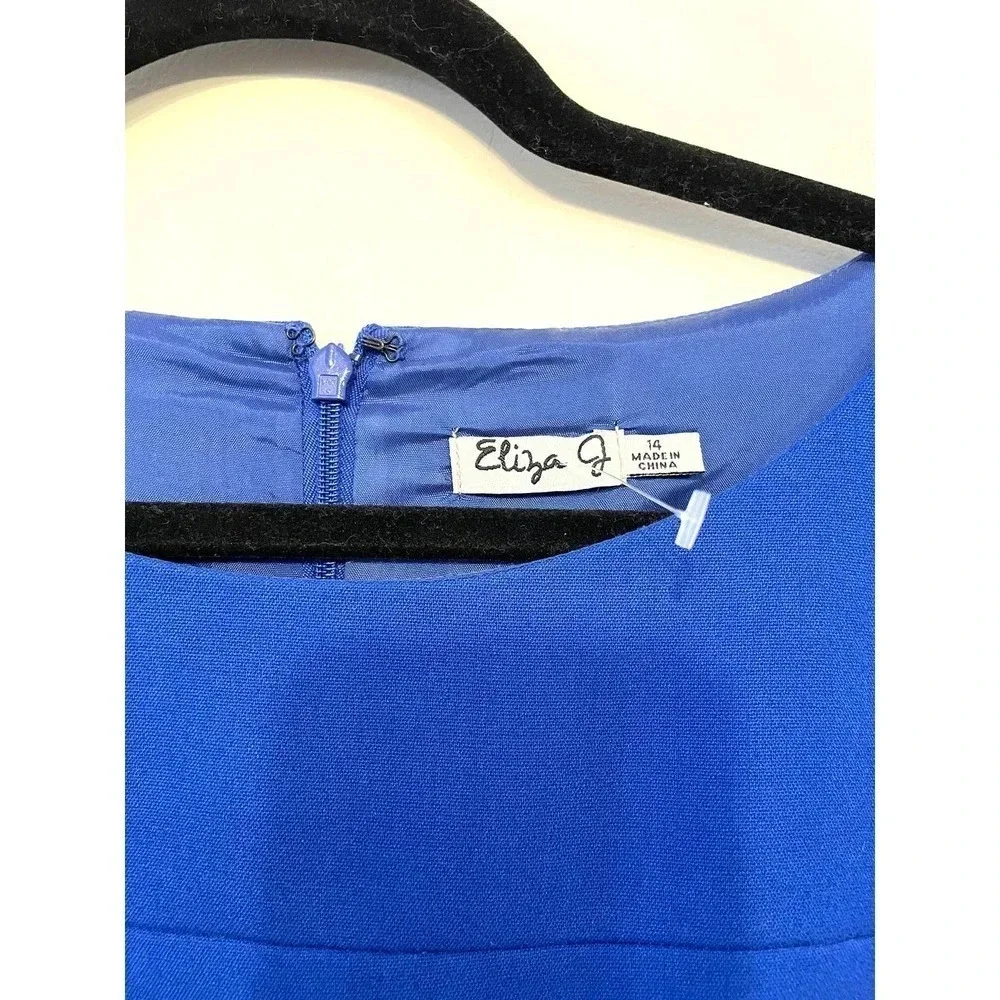 Eliza J | Women's Blue 3/4 Sleeve Sheath Dress Size 14 - Picture 2 of 6